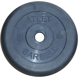 Диски обрезиненные, чёрного цвета, D-26 мм, Atlet от 1.25 кг до 25 кг